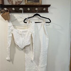 White Textured Two-Piece Set